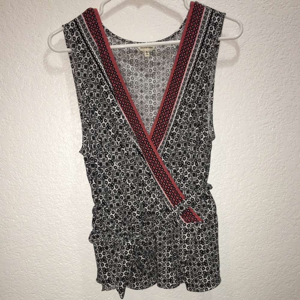 Max Studio Cross over wrap around tie top